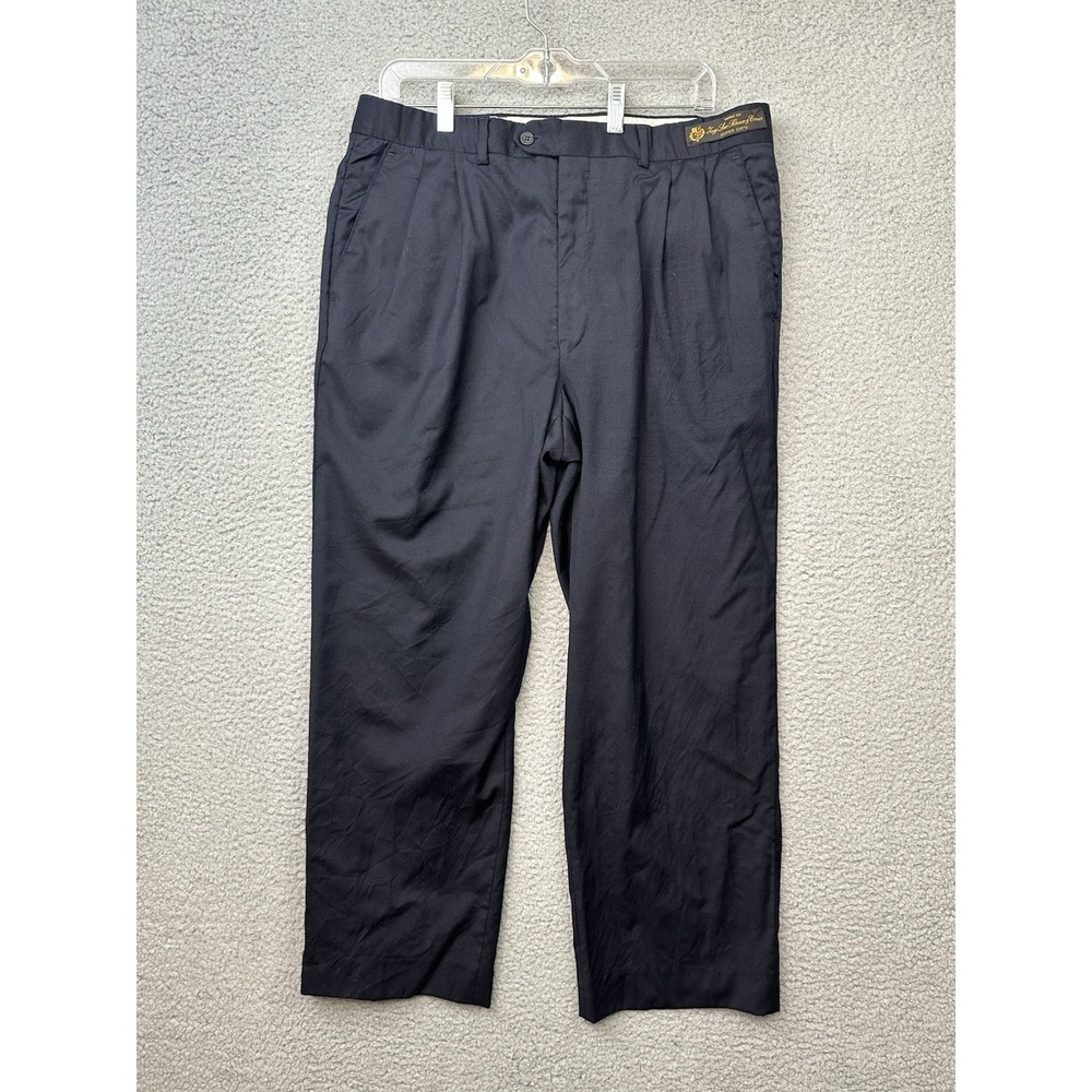 VTG Bill Blass Loro Piana Dress Pants Mens 34x27 Navy Super 120s Wool Pleated